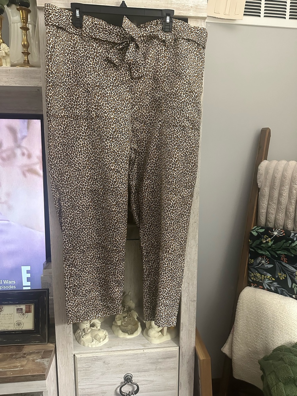 Banana Republic Tan and Black Leopard Print Chinos